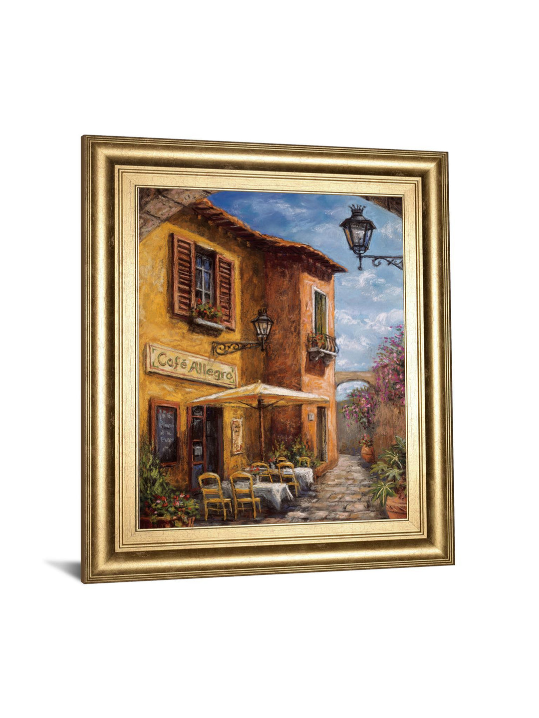 Courtyard Cafe By Surridge, M - Framed Print Wall Art - Light Brown