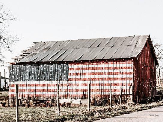 American Flag Barn By Jennifer Rigsby (Framed) (Small) - Gray