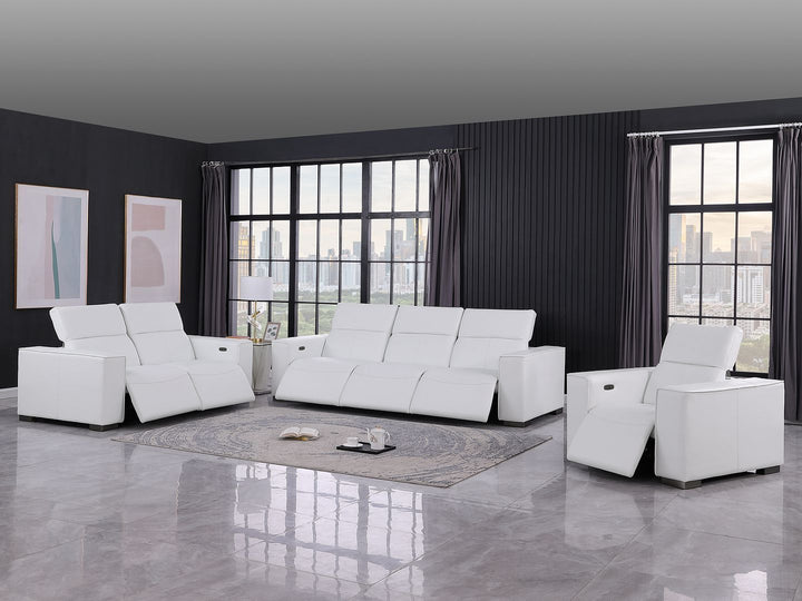 1208 - Leather Reclining Set (Sofa, Loveseat &amp; Chair With 6 Power Recliners)