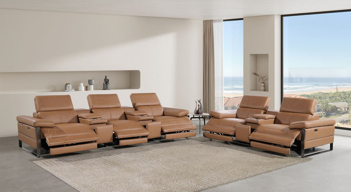 1246 - Modular Power Reclining Dual Console Sofa And Console Loveseat Set With Power Headrests