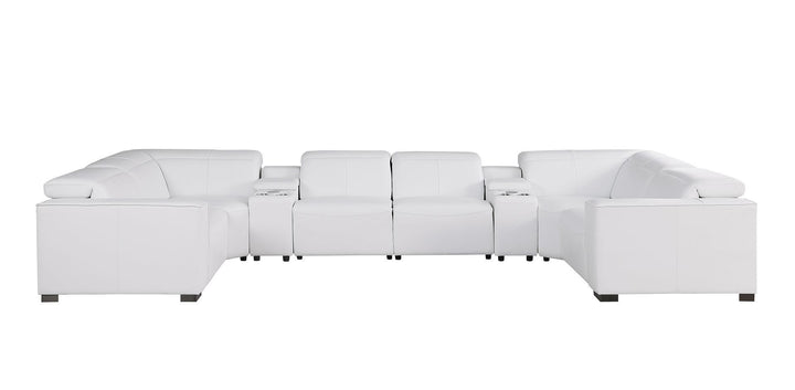 1208 - 8 Piece Modular Leather Sectional With 2 Power Recliners &amp; Power Headrests