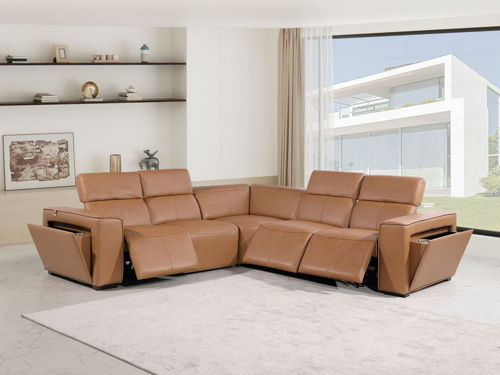 1224 - 5-Piece L-Shaped Sectional Sofa In With 3 Power Recliners &amp; Power Headrests