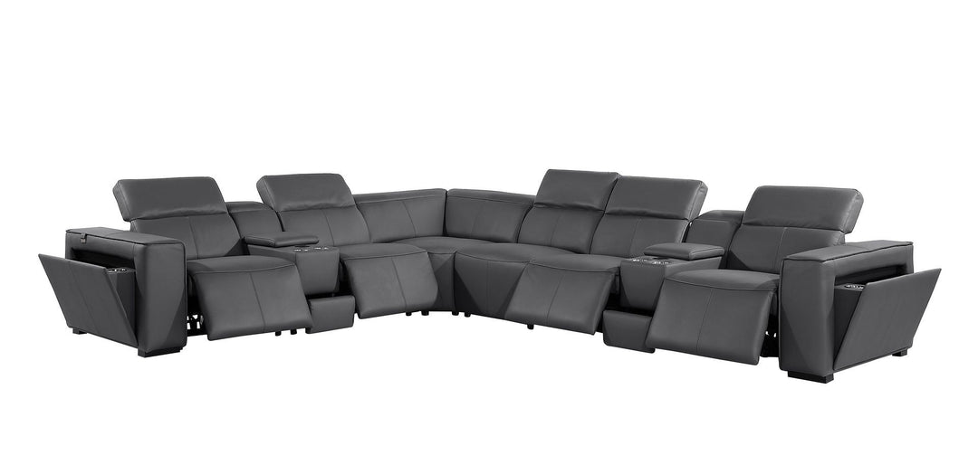 1224 - 8-Piece L-Shaped Sectional Sofa In With 4 Power Recliners &amp; Power Headrests