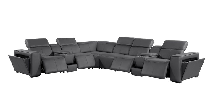 1224 - 8-Piece L-Shaped Sectional Sofa In With 4 Power Recliners &amp; Power Headrests