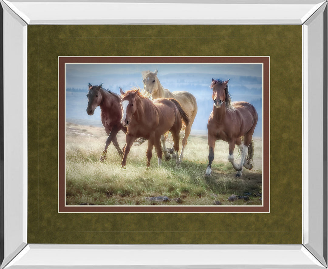 Morning Stroll By Wendy Caro - Mirror Framed Print Wall Art - White