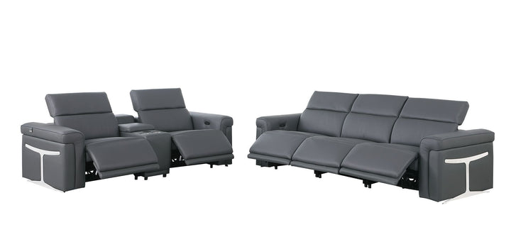 1126 - 6-Piece Modular Power Reclining Sofa And Console Loveseat Set In With 5 Power Recliners &amp; Power Headrests