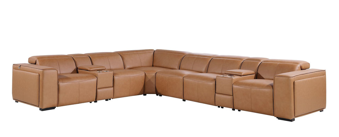 1224 - 8-Piece L-Shaped Sectional Sofa In With 4 Power Recliners &amp; Power Headrests