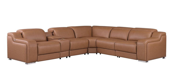 1116 - 6-Piece L-Shaped Sectional Sofa In With 3 Power Recliners &amp; Power Headrests