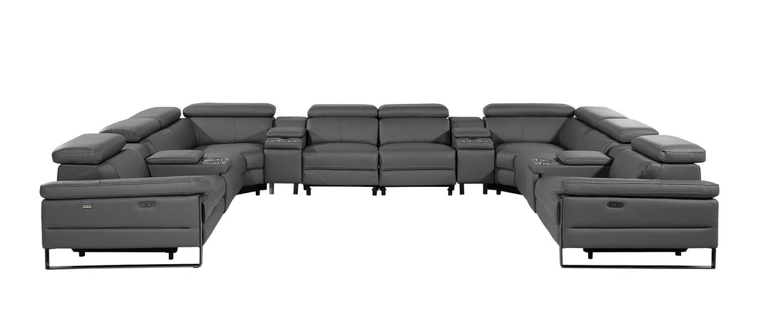 1246 - 12-Piece U-Shaped Modular Power Reclining Sectional With 4 Power Recliners And Power Headrests