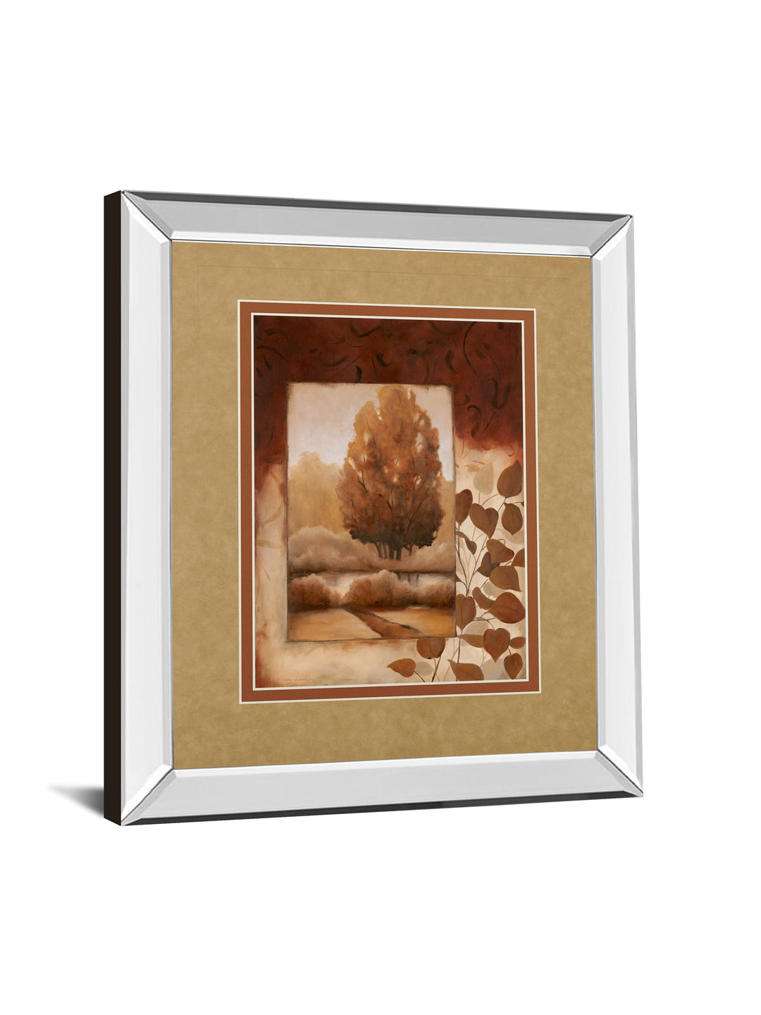 Fall Vignette Il By Carol Robinson - Mirror Framed Print Wall Art - Light Brown
