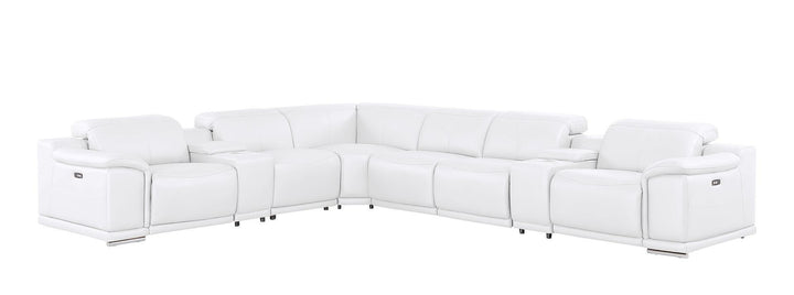 2679 - 8-Piece L-Shaped Power Reclining Sectional In Genuine Leather (4 Recliners)