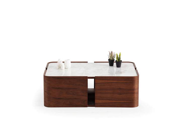 678 Walnut Marble Coffee Table