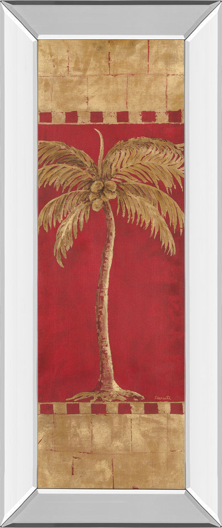 Palm Pizzazz Il By Angela Ferrante - Mirror Framed Print Wall Art - Red