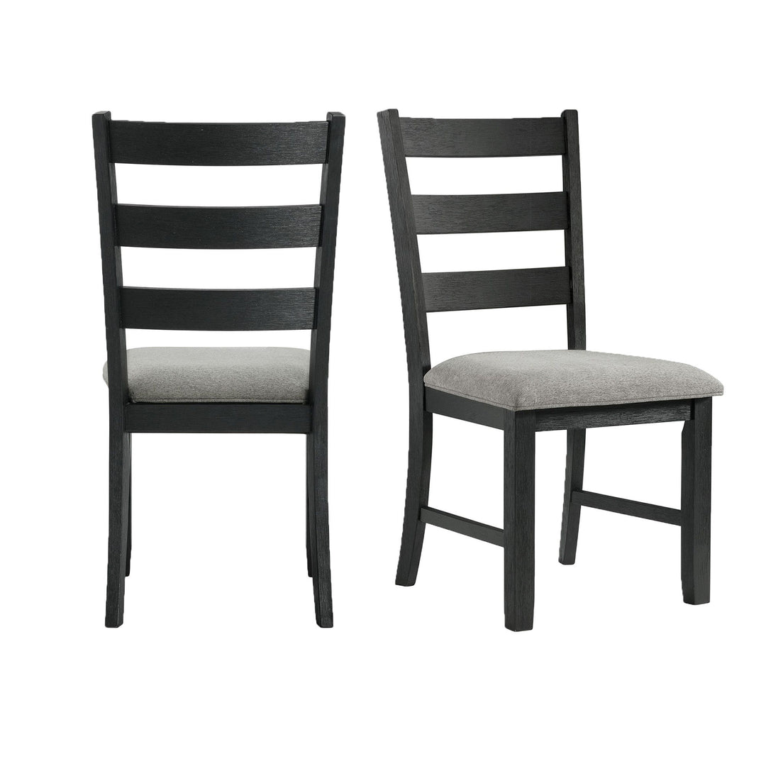 Martin - Dining Side Chair With Gray Fabric (Set of 2) - Black Finish