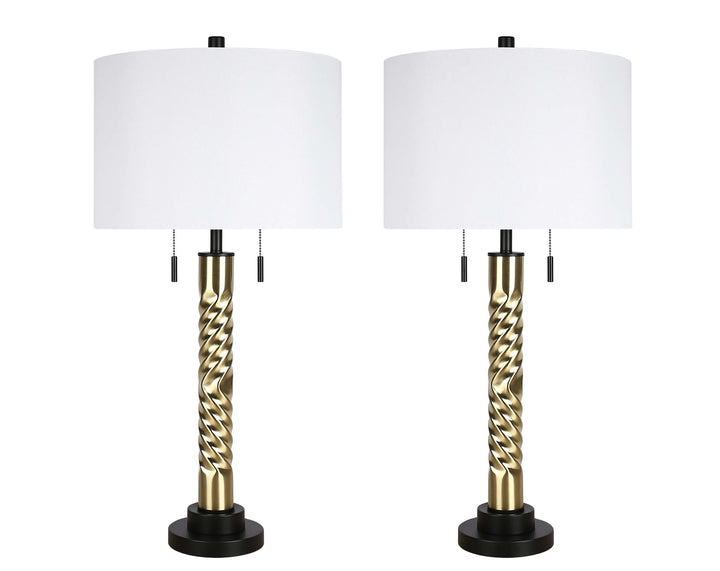 "Twist Elegance" Metal Table Lamp (Set of 2) - Matte Black / Soft Gold