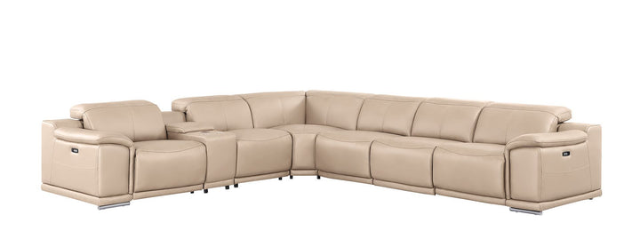 2679 - 7-Piece L-Shaped Power Reclining Sectional In Genuine Leather (3 Recliners)