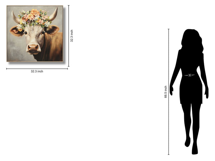 Floral Grace Bovidae - 32" x 32" Framed Wall Art