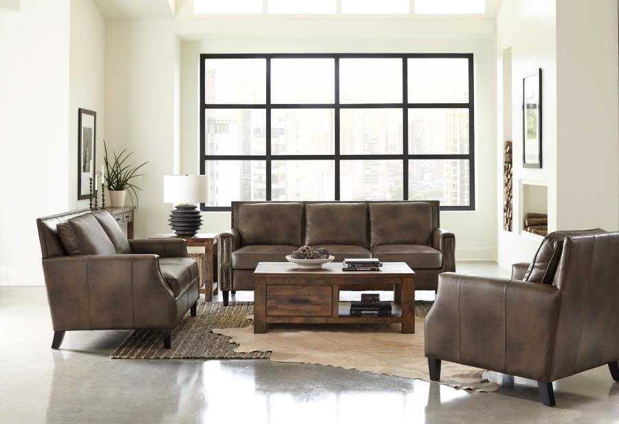 Leaton - Upholstered Recessed Arm Sofa Set