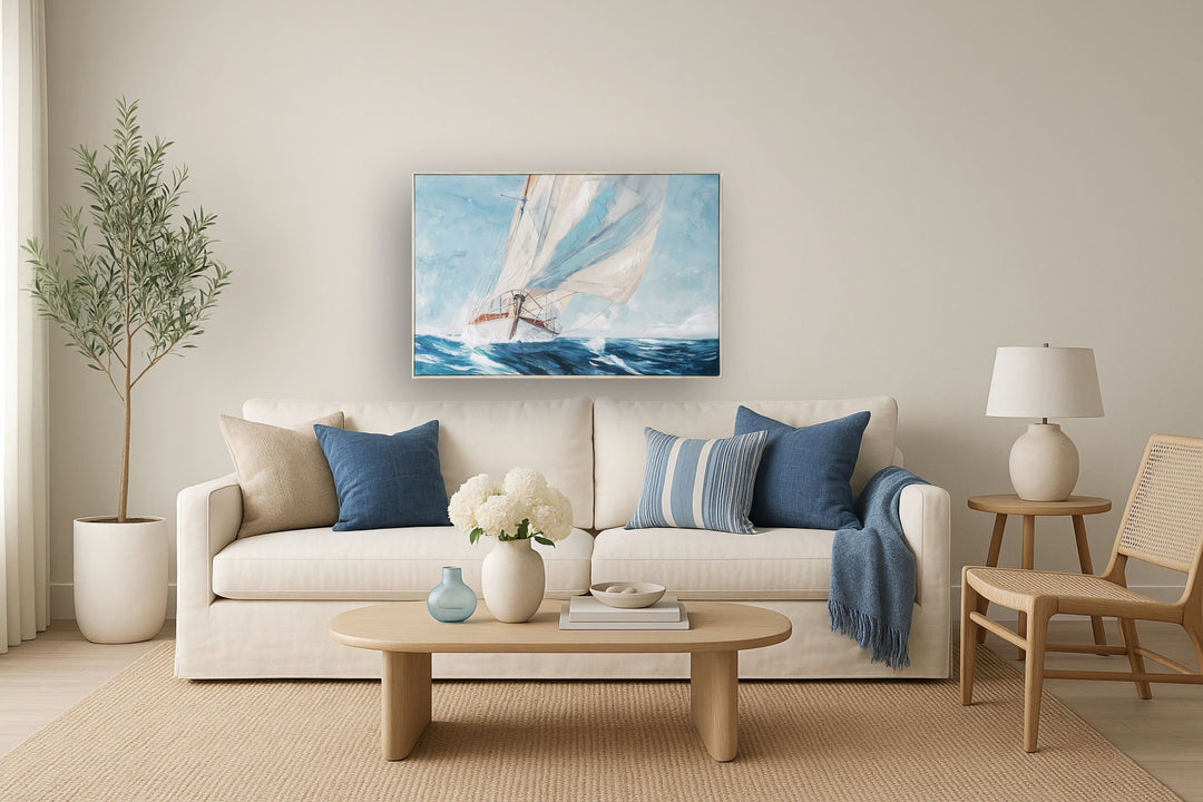 Gusty Sail Aglow - 33" x 48" Framed Wall Art