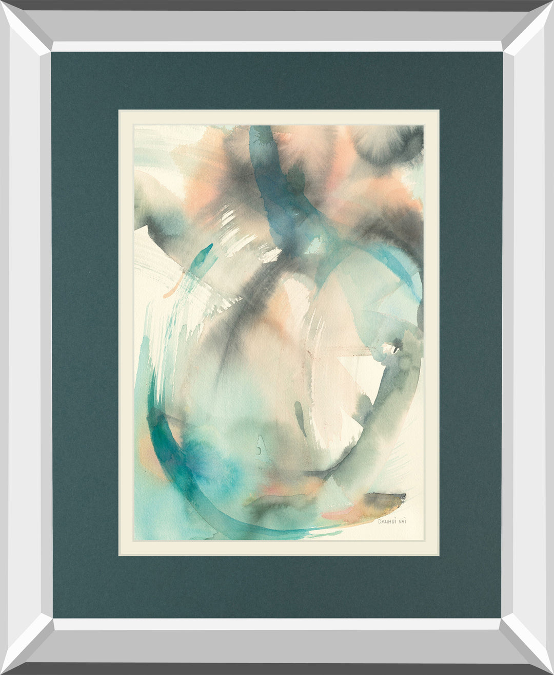 In Motion II By Danhui Nai Mirrored Frame - Blue