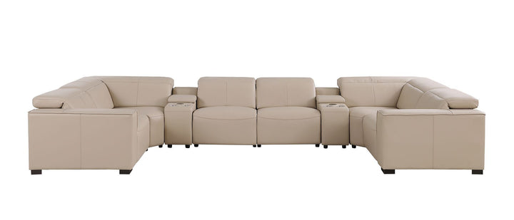 1208 - 8 Piece U Shaped Leather Sectional With 4 Power Recliners &amp; Power Headrests