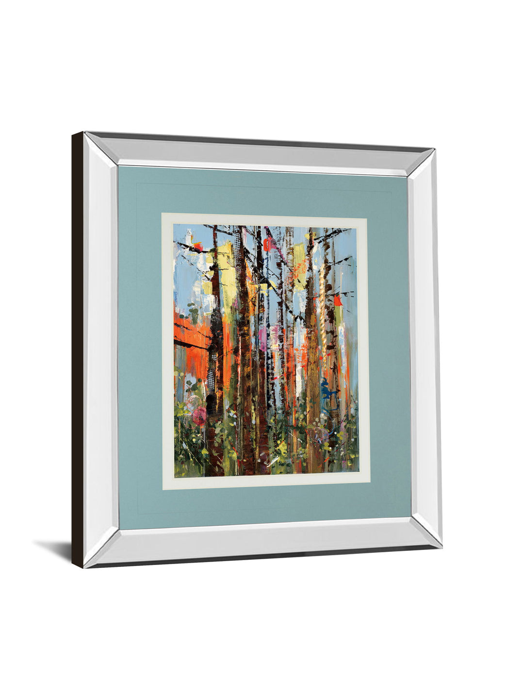 Eclectic Forest By Rebecca Meyers - Mirror Framed Print Wall Art - Light Blue