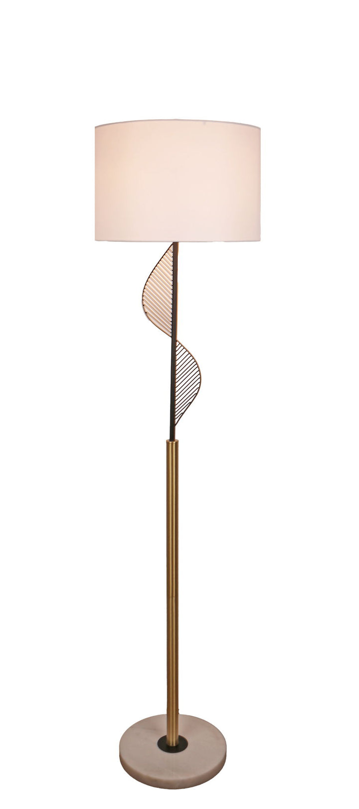 Spiral Radiance I Metal &amp; Marble Floor Lamp - Matte Black / Soft Gold
