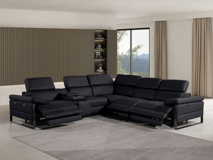 1246 - 6-Piece L-Shaped Modular Power Reclining Sectional With 3 Power Recliners And Power Headrests