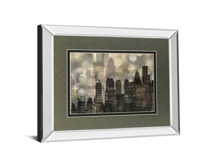 City Lights By Katrina Craven - Mirror Framed Print Wall Art - Black