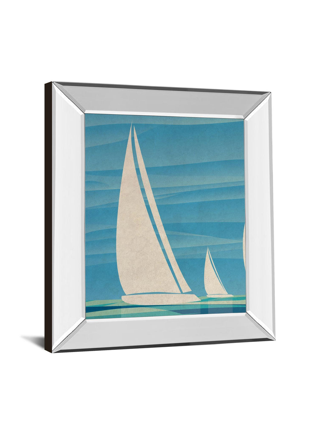 Water Journey I By Dan Meneely - Mirror Framed Print Wall Art - Blue