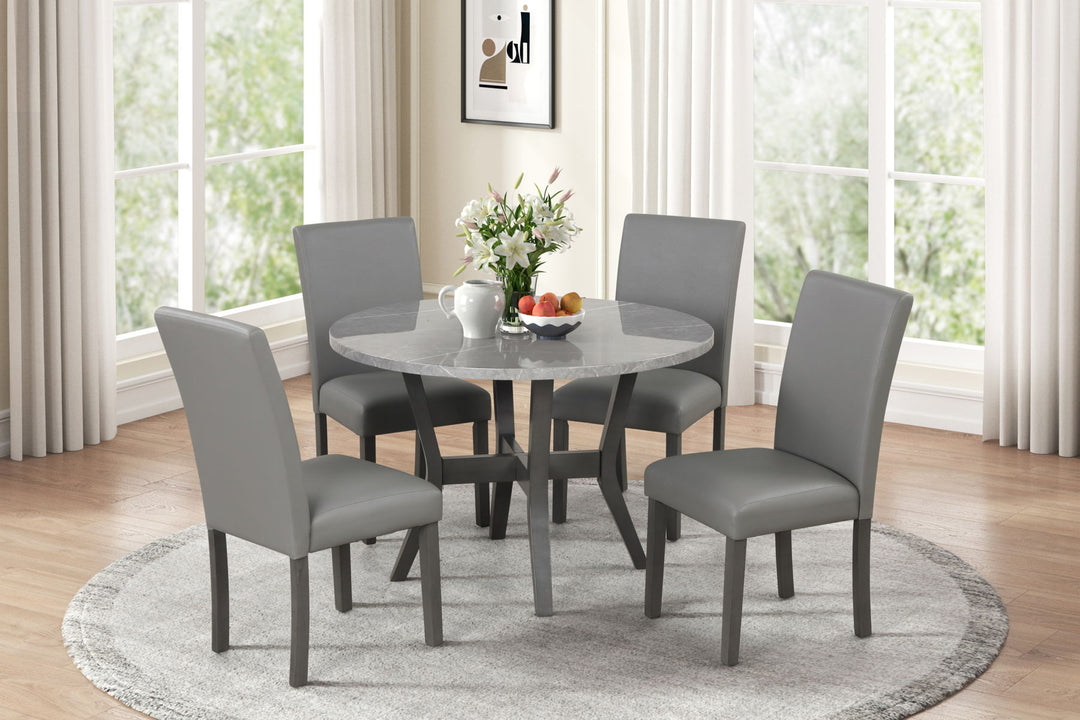 Tribecca - 5 Piece Round Dining Set - Espresso / Gray