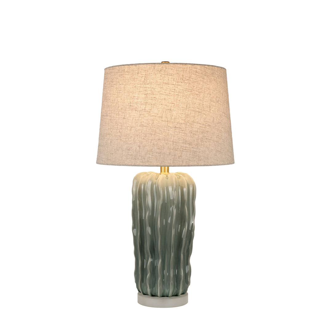 Wave Crest Ceramic &amp; Frosted Crystal Table Lamp (Set of 2) - Glacier Blue / Frosted Crystal