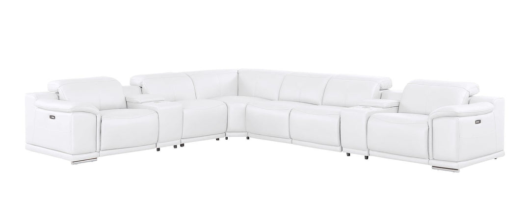 2679 - 8-Piece L-Shaped Power Reclining Sectional In Genuine Leather (3 Recliners)