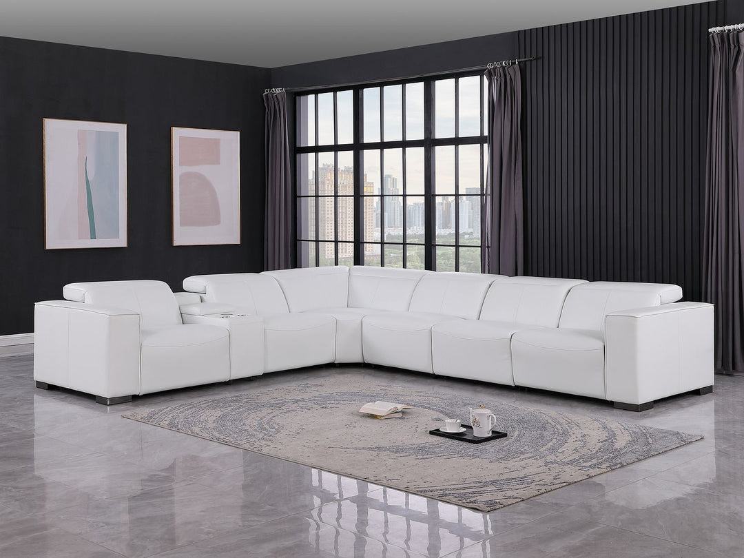 1208 - 7 Piece L-Shaped Leather Reclining Sectional With 4 Power Recliners