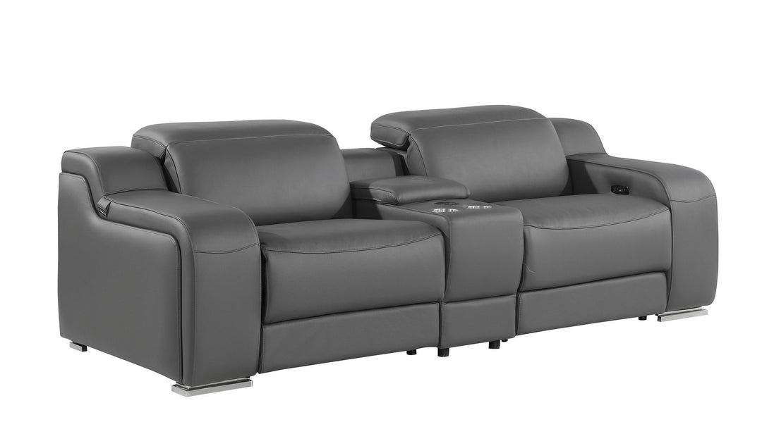 1116 - 3-Piece Modular Power Reclining Console Loveseat In With 2 Power Recliners &amp; Power Headrests