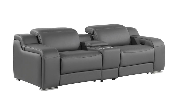 1116 - 3-Piece Modular Power Reclining Console Loveseat In With 2 Power Recliners &amp; Power Headrests