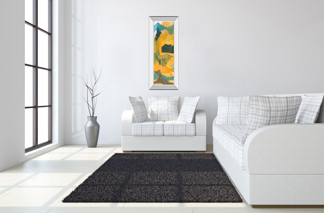 Mountain Shapes I By Carolyn Roth - Mirror Framed Print Wall Art - Orange