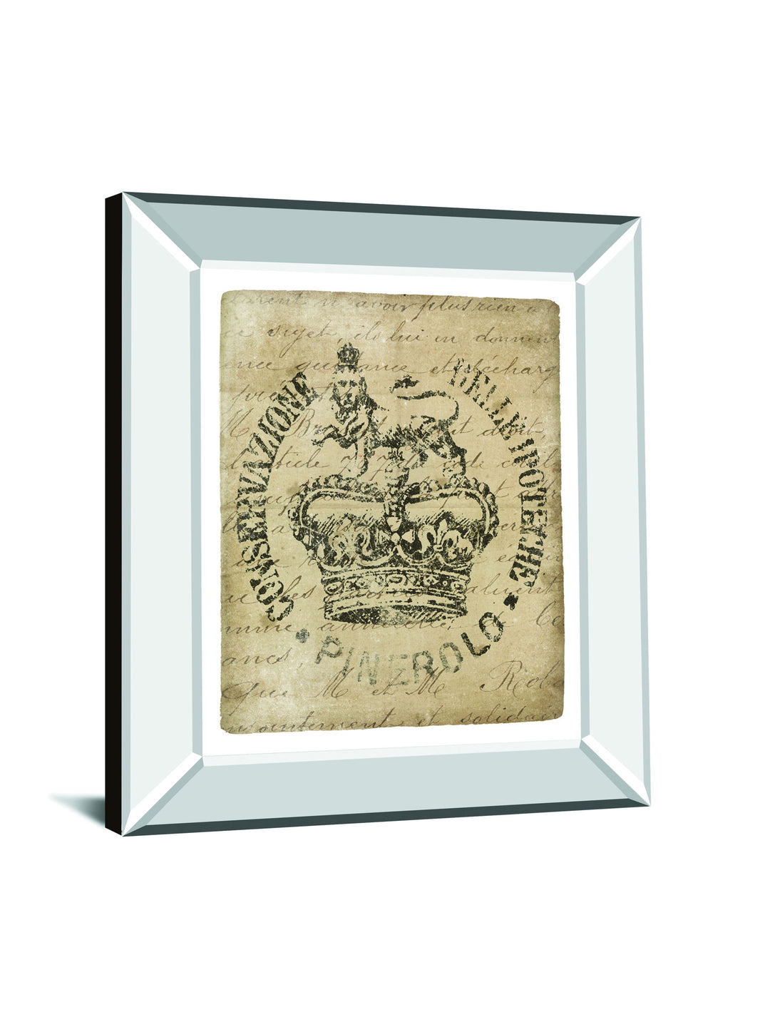 Vintage Seal IV V2 By Wild Apple Portfolio - Mirror Framed Print Wall Art - Beige