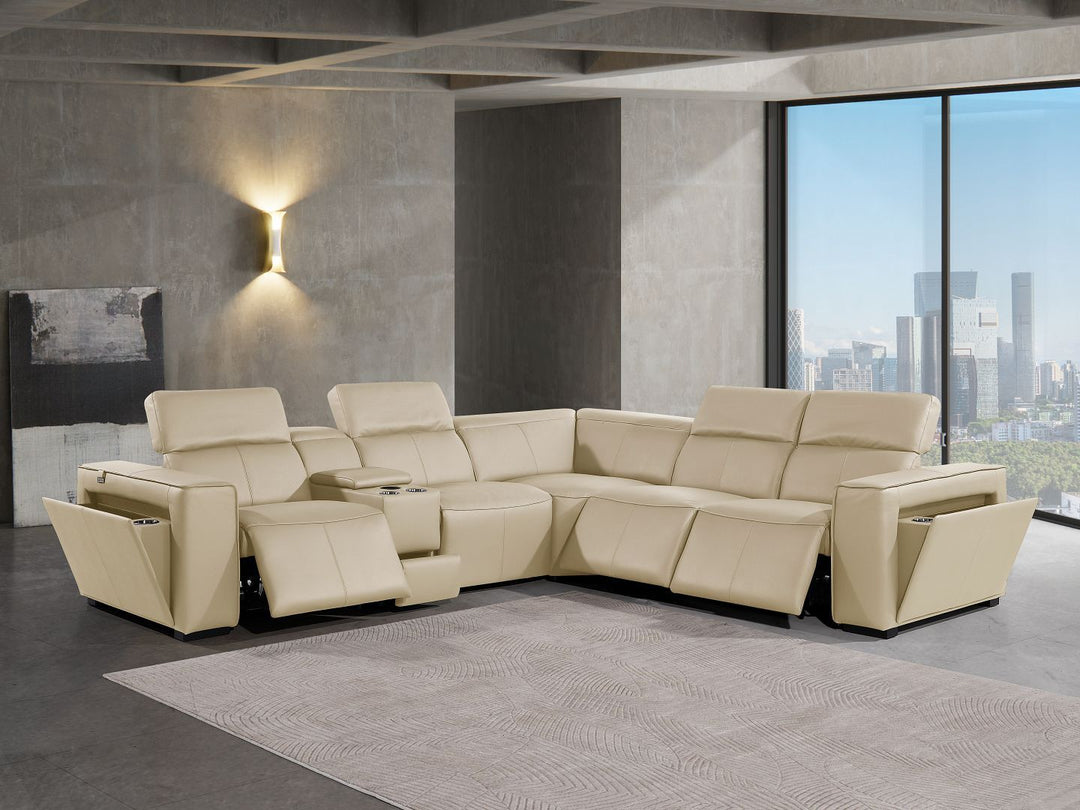 1224 - 6-Piece L-Shaped Sectional Sofa In With 3 Power Recliners &amp; Power Headrests