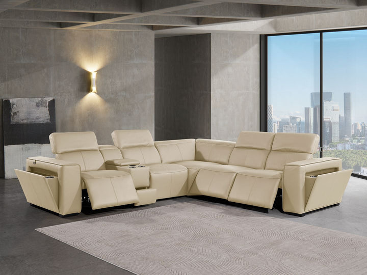 1224 - 6-Piece L-Shaped Sectional Sofa In With 3 Power Recliners &amp; Power Headrests