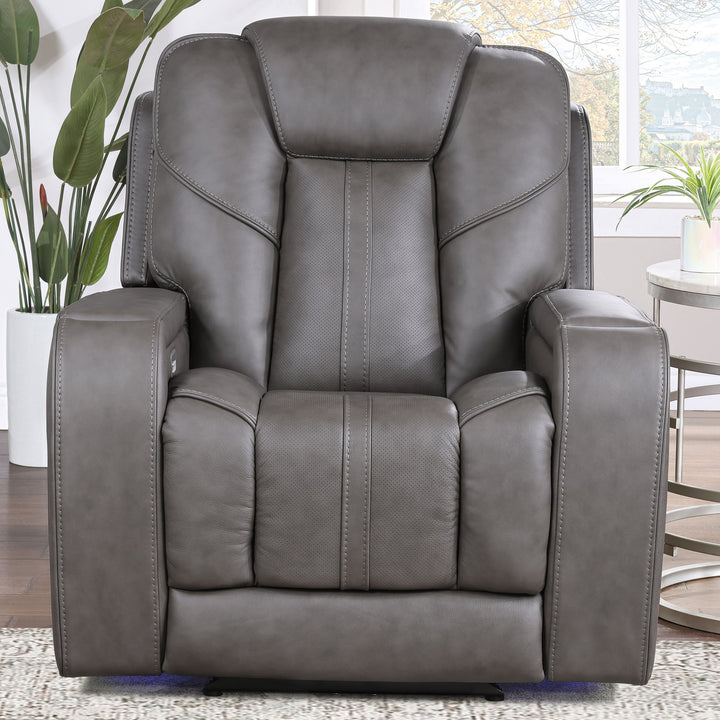 Daniel - Triple Power Leather Theat Recliner - Gray