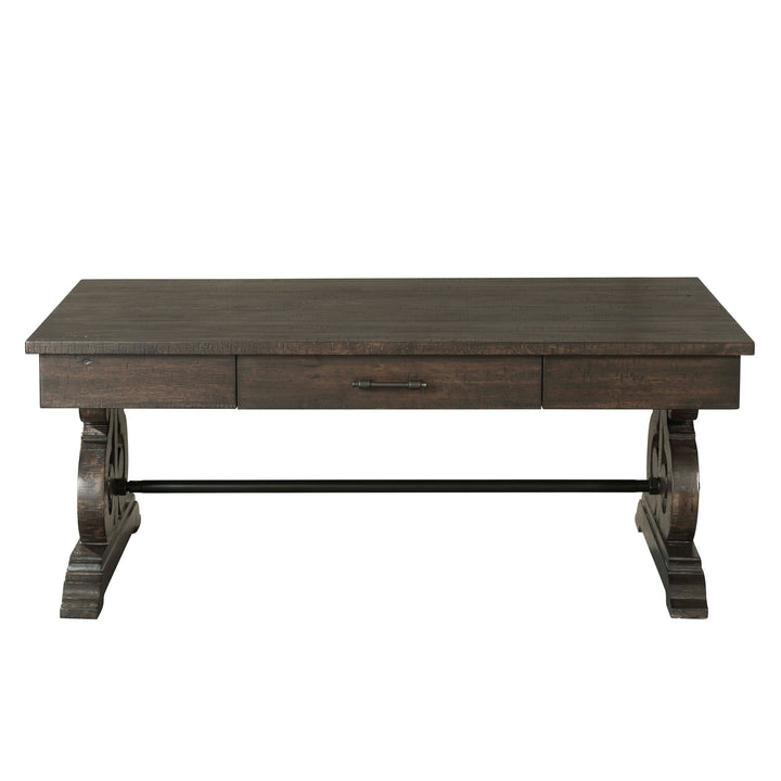 Stone - Coffee Table With Pu Base - Dark Walnut