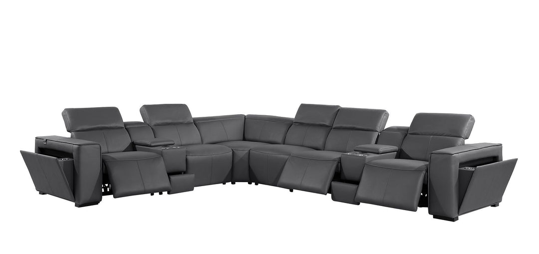 1224 - 8-Piece L-Shaped Sectional Sofa In With 3 Power Recliners &amp; Power Headrests