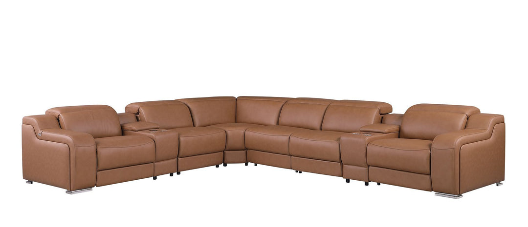 1116 - 8-Piece L-Shaped Sectional Sofa In With 3 Power Recliners &amp; Power Headrests