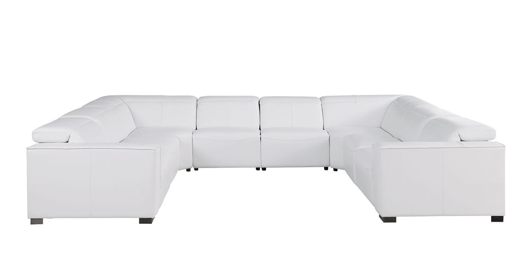 1208 - 8 Piece U Shaped Leather Sectional With 4 Power Recliners &amp; Power Headrests