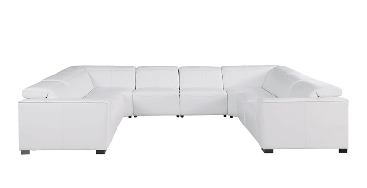 1208 - 8 Piece U Shaped Leather Sectional With 4 Power Recliners &amp; Power Headrests