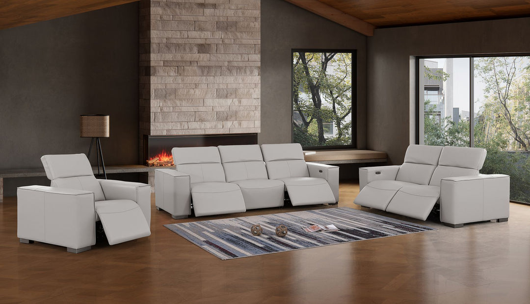 1208 - Leather Reclining Set (Sofa, Loveseat &amp; Chair With 5 Power Recliners)