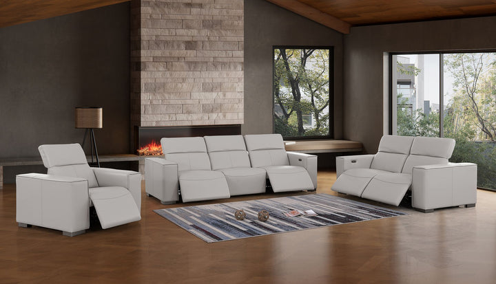 1208 - Leather Reclining Set (Sofa, Loveseat &amp; Chair With 5 Power Recliners)