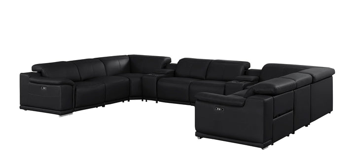 2679 - 10-Piece U-Shaped Power Reclining Sectional In Genuine Leather (4 Recliners) - Dark Gray