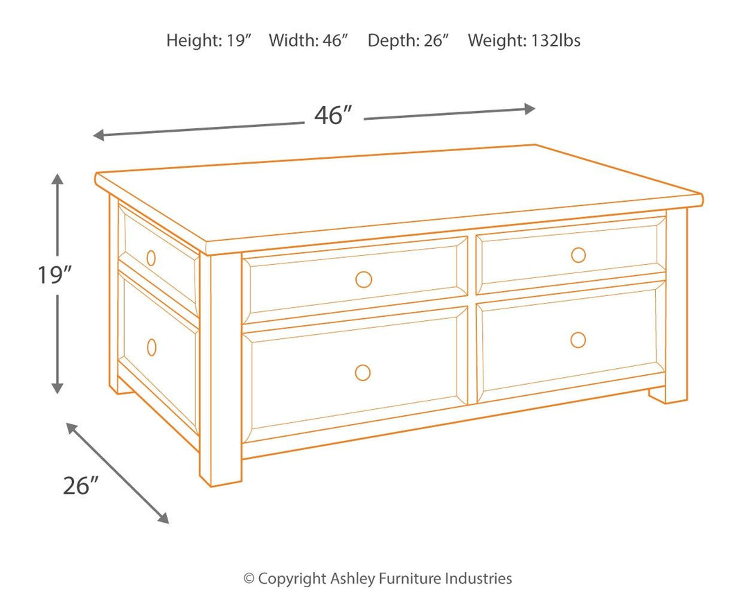 Tyler - Grayish Brown / Black - Lift Top Cocktail Table